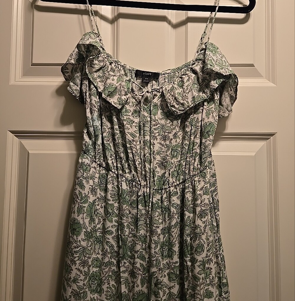 J Crew Green and White Floral Tiered Maxi Dress - Picture 3 of 5
